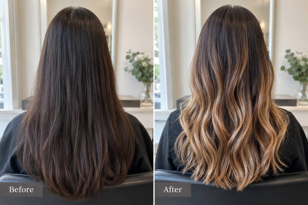 balayage before and after Finchley